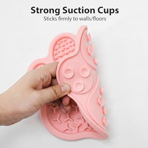 Lick Mat for Dogs & Cats, Slow Feeder Pad with Suction Cups Pink - Image 2