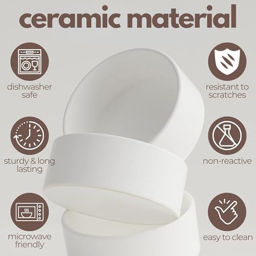A4DOG Ceramic Dog Bowls with Stand - Elevated Dog Water and Food Bowl Set 13.5oz Cat & Dog Feeding Station Spill Proof Splash Proof Raised Pet Food Bowls for Dogs, No Mess Pet Feeder - Beige - Image 4