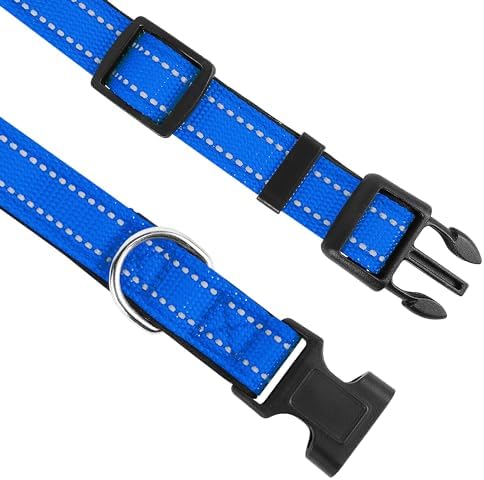 Reflective Dog Collar, Adjustable Soft Neoprene Padded,Navy Blue,XL - Image 3