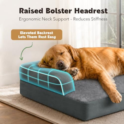 MEKIY Orthopedic Waterproof Dog Bed Pet Couch with Bolster for Medium Dogs - Image 2