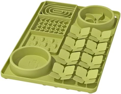 Slow Feeder Bowl for Dogs and Cats, Silicone Lick Mat & Snuffle Mat with Suction Cups - Interactive Puzzle Feeder, Slow Eating, Keep Busy and Reduce Vomiting (15.75" x 10.5" Green) by Unknown