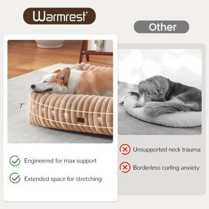 Washable Dog Bed Small Medium Size Dog, Rectangle Orthopedic Pet Bed for Car and Indoor,Fluffy Memory Foam Dog Beds with Anti-Slip Bottom,Camel (25x21x7 inches) - Image 4