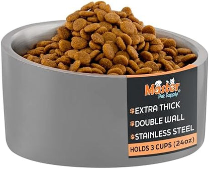Master Pet Supply Stainless Steel Slanted Dog Cat Food Bowl 24 oz Graphite by MasterPetSupply