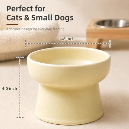 Casfuy Non-Skid Whisker-Friendly Elevated Ceramic Cat Food & Water Bowl - Image 5