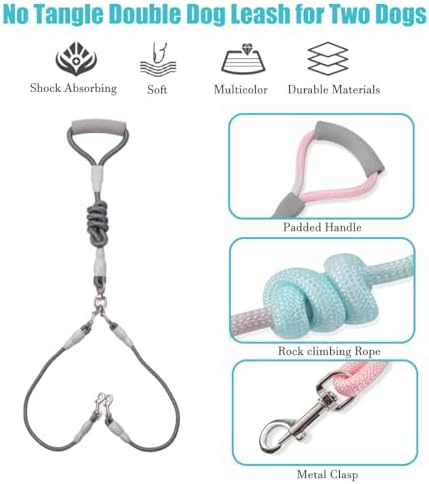 JiangYanus Double Dog Leash for Two Dogs Walking, No Tangle Dual Dog Leash - Image 2