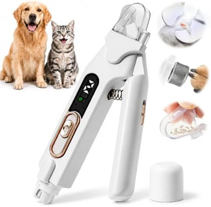 2-in-1 Dog Cat Nail Clippers & Grinder with LED Light, Pet Nail Trimmer with Splash Guard & Safety Lock, 2 Speeds USB Rechargeable Quiet Paw Nail Cutter for Large Medium Small Dogs Cats (White) by YIORRTitaniumCuttingBoard