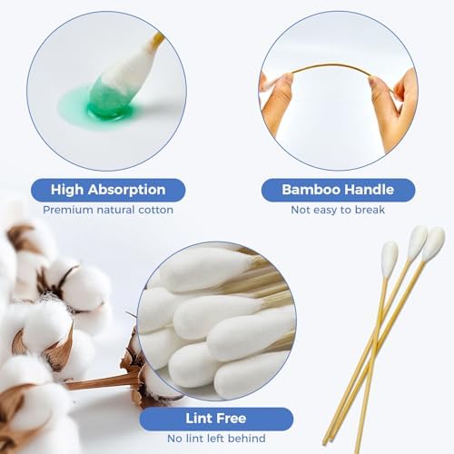 GOLD HONEY 6 Inch Large Cotton Swabs, Dog Ear Swabs with Bamboo Handle - Image 4
