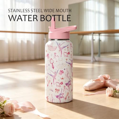 32oz Ballet Stainless Steel Insulated Water Bottle with Straw, Dance Themed Sports Coffee Travel Mug, Ballet Gifts for Women Girls Dancer Dance Decor Accessories - Image 5