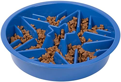 Leash Boss Slow Feeder Dog Bowls (4 Cup) Puzzle Dog Food Bowl with Feeder Holes, Fits into Elevated Pet Feeders, Slow Eating for Large, Medium & Small Sized Breeds - Blue by LeashBoss