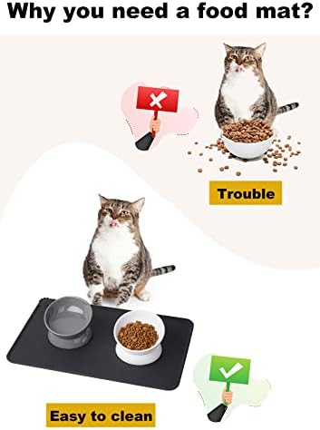 LoeJan Elevated Cat Food Bowl, 5 Oz Ceramic Raised and Tilted Water Bowl, Anti Vomiting and Protect Pets' Spines Dishes for Small Dog, Fat Faced Cat, Kitten (White & Grey) - Image 4