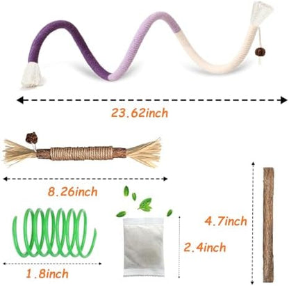 Cat Toys Chew Ropes, Silvervine Sticks Catnip Rope Toys with Refillable Natural Catnip for Cats Dental Care, Safe Teeth Cleaning Toy for Indoor Cat Kitty Kicker Toy Interactive Catnip Kitty Toys - Image 3