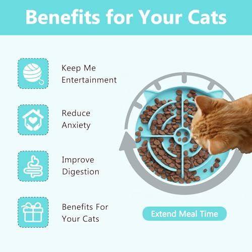 YINEYA 2 Pcs Silicone Slow Feeder Cat Bowl, Cat Slow Feeder for Food Training, Interactive Puzzle Bowls for Puppy, Kitten Dishes to Prevent Overeating, Treat Toys Suitable for Dry and Wet Food - Image 3