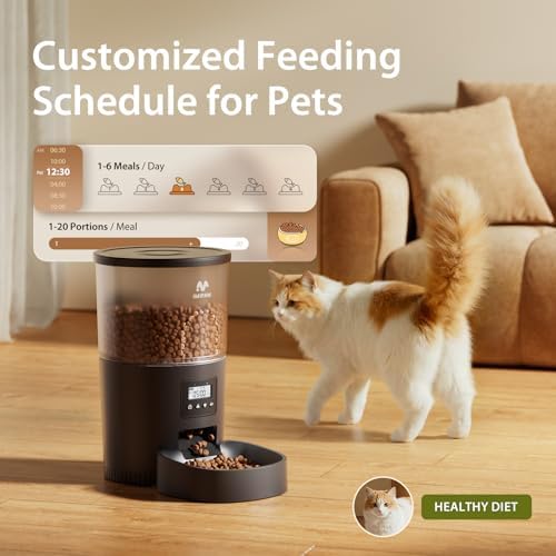 IMIPAW Automatic Cat Feeders, 3L Timed Cat Dry Food Dispenser, Dual Power Supply, Programmable Portion Size, 1-6 Meals Per Day, Auto Pet Feeder for Cats and Small Dogs, with Desiccant Bags - Image 2