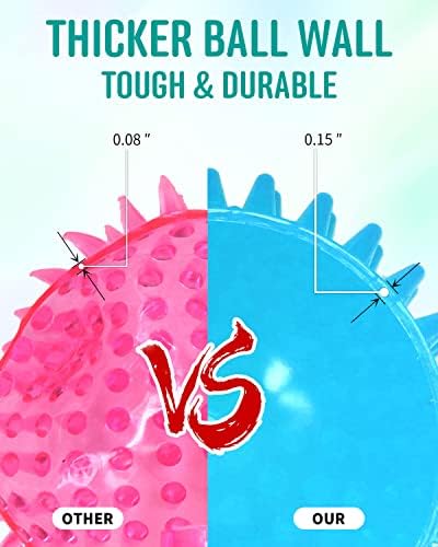 Pweituoet 2 Pack 4.5” Heavy Duty Squeaky Dog Ball for Medium Large Dogs, Spikey Dog Ball Toys for Clean Teeth and Training, Large Dog Toys for Aggressive Chewers - Image 3