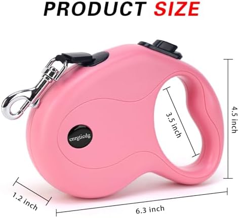 enrgticdg 16Ft Retractable Dog Leash,Light Weight Leash for Small to Medium Dogs/Cats Up to 50lbs,Stainless Steel Spring Strong Nylon Tape, Tangle Free, One-Handed Brake.(Pink-Black) - Image 2