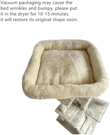 SHENGOCASE Cat Tree Tower Accessories Replacement Parts Top Cushion Bed Cover for Cat Perch with Elastic Band (11.8" x 15.7", Beige) - Image 3