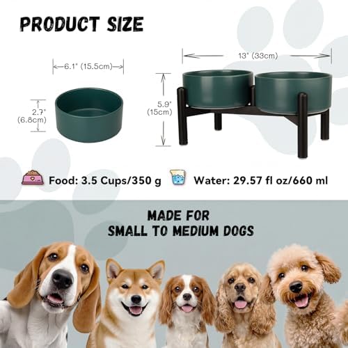 Raised Ceramic Dog Bowl Set with Stand, 3.5 Cups Elevated Dog Food Stand - Image 2