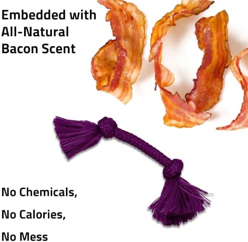 Playology Tug Rope Dog Toys for Small Dogs - Small, Bacon Scent, 2-pk - Image 4
