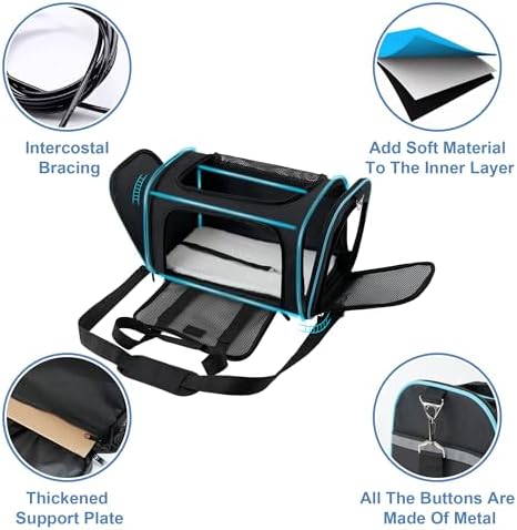 Soundy Large Cat Carrier Dog Carrier Under 25 Lbs,Collapsible Ventilated Portable Pet Bag with Soft Sided Breathable Mesh for Long Car Trips Maxi Load 2 Kittens or Small, Medium Dog (Large Black) - Image 3