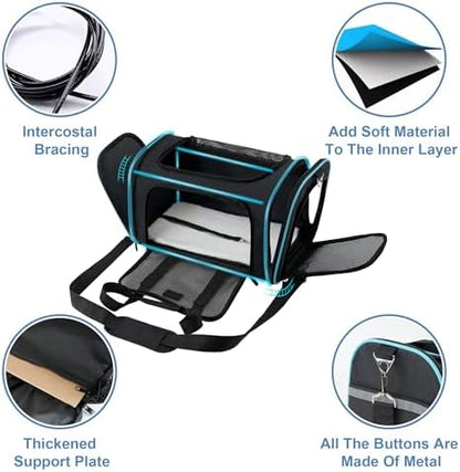 Soundy Large Cat Carrier Dog Carrier Under 25 Lbs,Collapsible Ventilated Portable Pet Bag with Soft Sided Breathable Mesh for Long Car Trips Maxi Load 2 Kittens or Small, Medium Dog (Large Black) - Image 3
