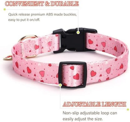 Pink Heart with Pendant Cute Dog Collar for Small Medium Large Dogs, XS - Image 2