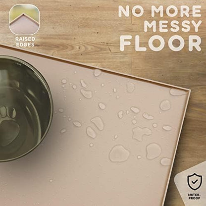 Dog Food Mat - Raised Edges Dogs Mat for Food and Water Prevent Spill, Waterproof Cat Food Mats Protect Floors, Easy Clean Dog Bowl Mats for Food and Water, Silicone Pet Food Tray - Image 5