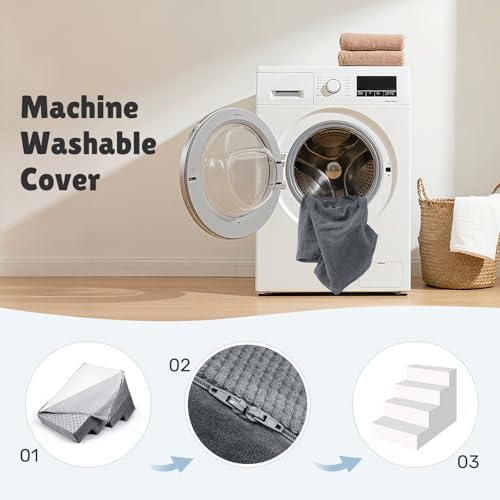 Dog Steps for High Bed, 23" H Dog Stairs for Small Dogs, 5-Tier Pet Stairs with Washable Cover, Non-Slip Pet Steps for Dogs to Get On Bed - Image 3