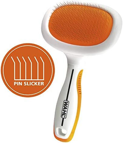 WAHL Premium Large Pet Slicker Brush with Ergronomic Rubber Grips for Comfortable Brushing of Dogs and Cats - Model 858407 by Wahl