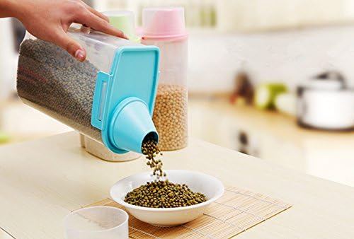 Pet Food Storage Container with Graduated Cup and Seal Buckles Food Dispenser for Dogs Cats (Blue) - Image 5