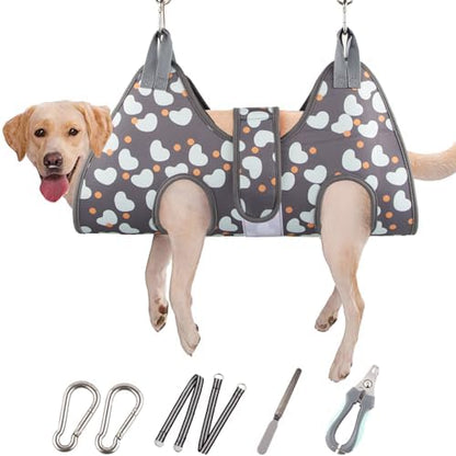 ATESON Dog Grooming Hammock for Medium/Large Dogs with Nail Clippers/Nail Trimmers, Dog Grooming Harness for Nail Trimming, Pet Grooming Sling Helper by ATESON