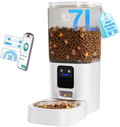 Automatic Cat Feeder with 5G WiFi: Automatic Dog Feeder with Slow Feed & Smart APP Control, 7L Timed Auto Cat Food Dispenser with Alexa for Pets, Detachable for Easy Cleaning - 29 Cups by Frienhund