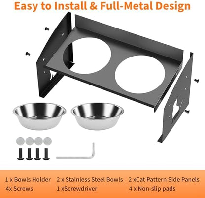 Elevated Cat Bowls with Splash Proof, 12°Tilted No Spill Raised Cat Food Water Bowls Set, Stainless Steel Pets Dishes with Adjustable Cute Metal Stand for Indoor Kitten Puppy, Anti-Vomiting - Image 7