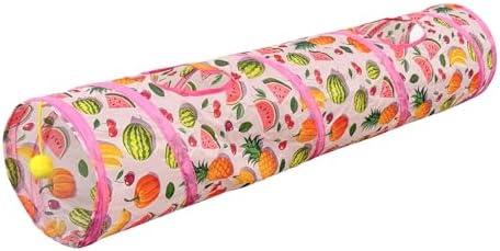 Andiker Cat Tunnel for Indoor Cats, 45" Long Rainbow Collapsible Kitten Tube with a Fun Ball and 2 Holes Cat Play Tunnel, Rabbit Tunnel for Kittens Exercising Hiding Training and Running (Pink) by Andiker-ServingforYou