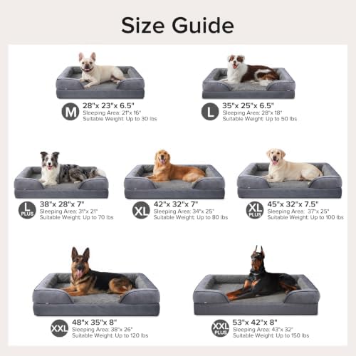 INVENHO L Plus Orthopedic Dog Bed for Large Dogs, Washable Dog Sofa with Egg-Crate Foam, Waterproof Lining and Non-Skid Bottom - Image 7