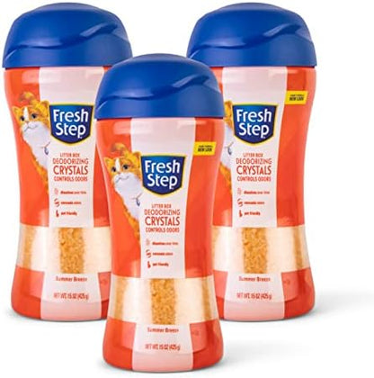 Fresh Step Cat Litter Crystals Deodorizer, Summer Breeze, 15 Oz, 3-Pack by FreshStep