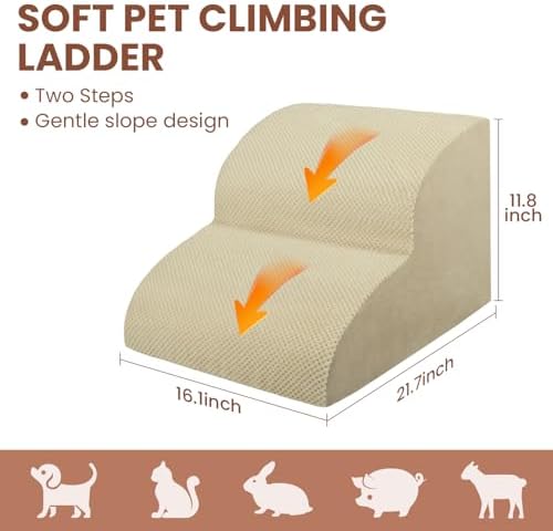 Dog Stairs for Small Dogs, High Density Foam Dog Steps, Extra Wide Non-Slip Pet Ramp for High Beds Or Couch, Soft Doggie Ladder for Dogs Injured, Older Pets, Small Cats - Image 3