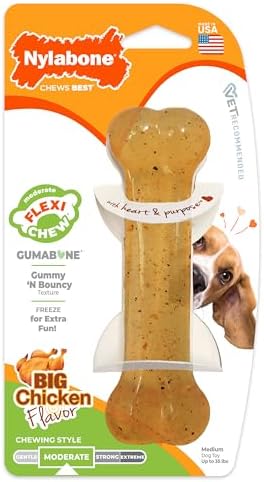 Nylabone Flexi Chew Gumabone Dog Chew Toy, Chicken Flavor, Medium by Nylabone