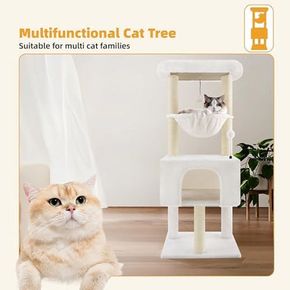 ROYPET Fashion Design 43.3" Cat Trees with Cat Houses Spring Balls,Beige - Image 3