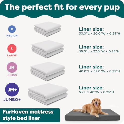 FurHaven Dog Bed Liner for Large Dogs, Water-Resistant Foam Protector with Quiet No-Crinkle Cover Design, Easy to Clean, Jumbo XL, Coated Polyester, White - Image 6