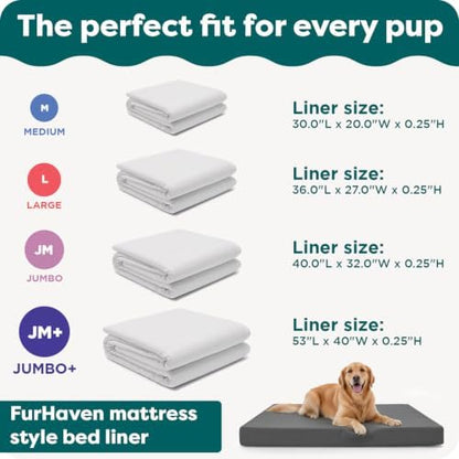 FurHaven Dog Bed Liner for Large Dogs, Water-Resistant Foam Protector with Quiet No-Crinkle Cover Design, Easy to Clean, Jumbo XL, Coated Polyester, White - Image 6