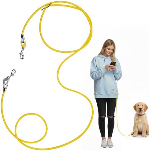 8.2ft Hands Free Dog Leash,Versatile Waist & Crossbody Lead for Medium Dogs,Waterproof & Adjustable for Running Jogging Walking, 360° Swivel Metal Buckle (Yellow) by L%C3%A9wind
