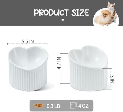 5.5 Inch White Ceramic Raised Tilted Cat Food Bowl,1 Pack - Image 3