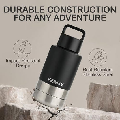 KEWIXY Insulated Dog Travel Water Bottle with Detachable Bowls, 3 in 1 Portable Dog Water Bottle Dispenser, Dog Accessories for Walking, Hiking, Camping, Outdoor (Black, 32 Oz) - Image 6