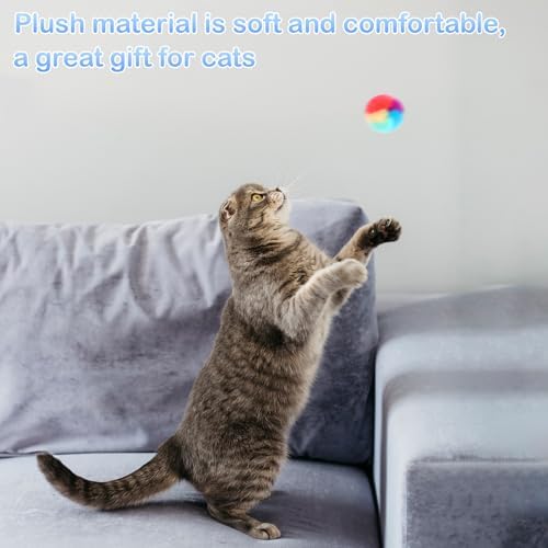 KALIONE 30 Pcs Soft Plush Cat Ball 1.2-inch Rainbow Cat Toy Balls Fuzzy Kitty Balls Kitten Puff Balls Colorful Cat Pom Pom Balls for Cat Kitten Pet Playing Exercising - Image 4