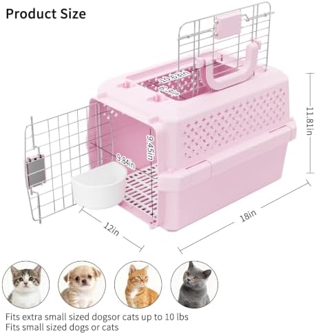 RIZZARI Airline Pet Carrier: Hard-Sided Small Cat & Dog Crate with Bowl - Image 2