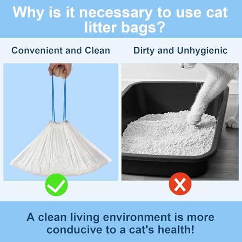 80-Pack 21.6"Opening x 11.8"L Heavy Duty Cat Litter Box Liners for Fsitego & Fumoi Automatic Litter Boxes, Extra Thick Self-Cleaning Litters Box Bags, Cat Litters Bags with Drawstring and Leakproof - Image 7