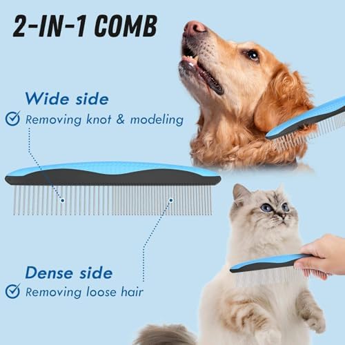 Dog and Cat Grooming Kit – Deshedding Brush, Pet Grooming Comb & Hair Grooming Glove for Shedding,Detangling & Undercoat Care, Safe for Long & Short Hair Pet, 3-in-1 Solution - Image 5