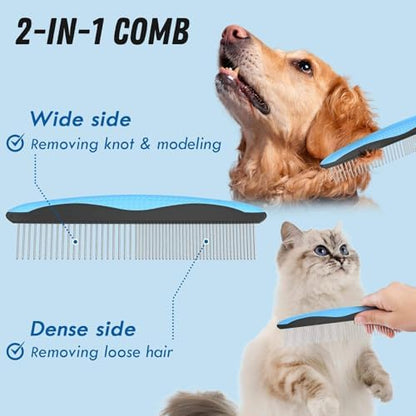 Dog and Cat Grooming Kit – Deshedding Brush, Pet Grooming Comb & Hair Grooming Glove for Shedding,Detangling & Undercoat Care, Safe for Long & Short Hair Pet, 3-in-1 Solution - Image 5