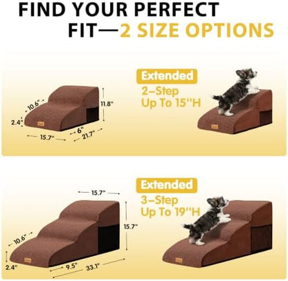2-Step Dog Stairs for Small Dogs, Non-Slip Foam Pet Steps for Low Couch Bed - Image 2