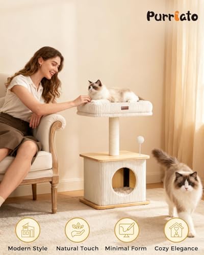 Small Cat Tree for Indoor Kittens, 30" Compact Modern Cat Tower - Image 6